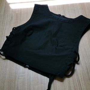 Black side tie up top with back zipper